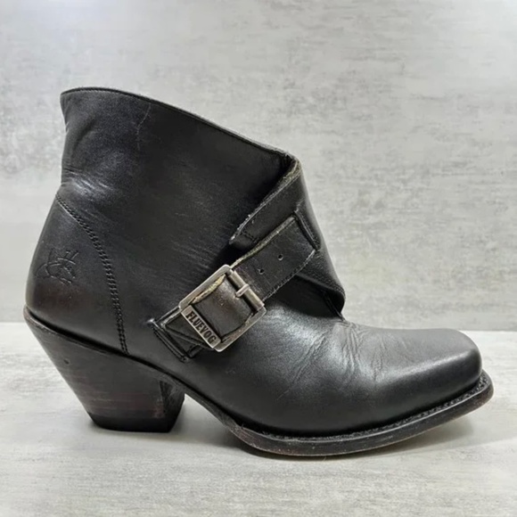 John Fluevog Shana Leather Monk Strap Heeled Ankle Boots - Women's Size 7.5 - Picture 4 of 10